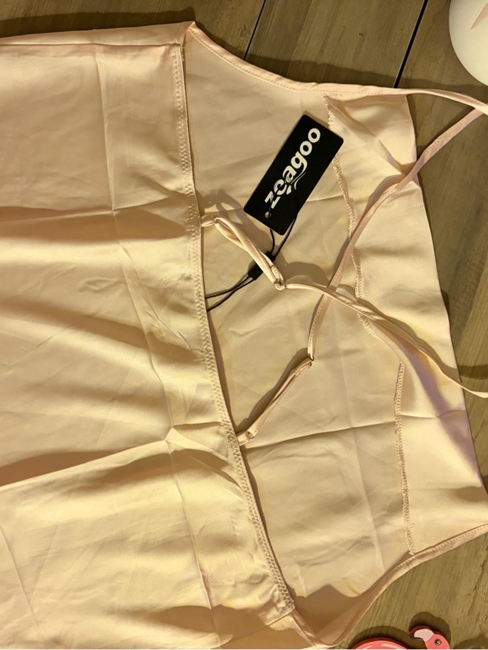 Light Pink Satin Halter Tank Top - Picture 5 of 5